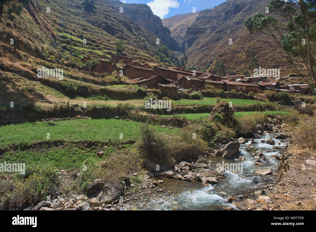 Rural Pocpa village on the Cordillera Huayhuash circuit, Ancash, Peru Stock Photo