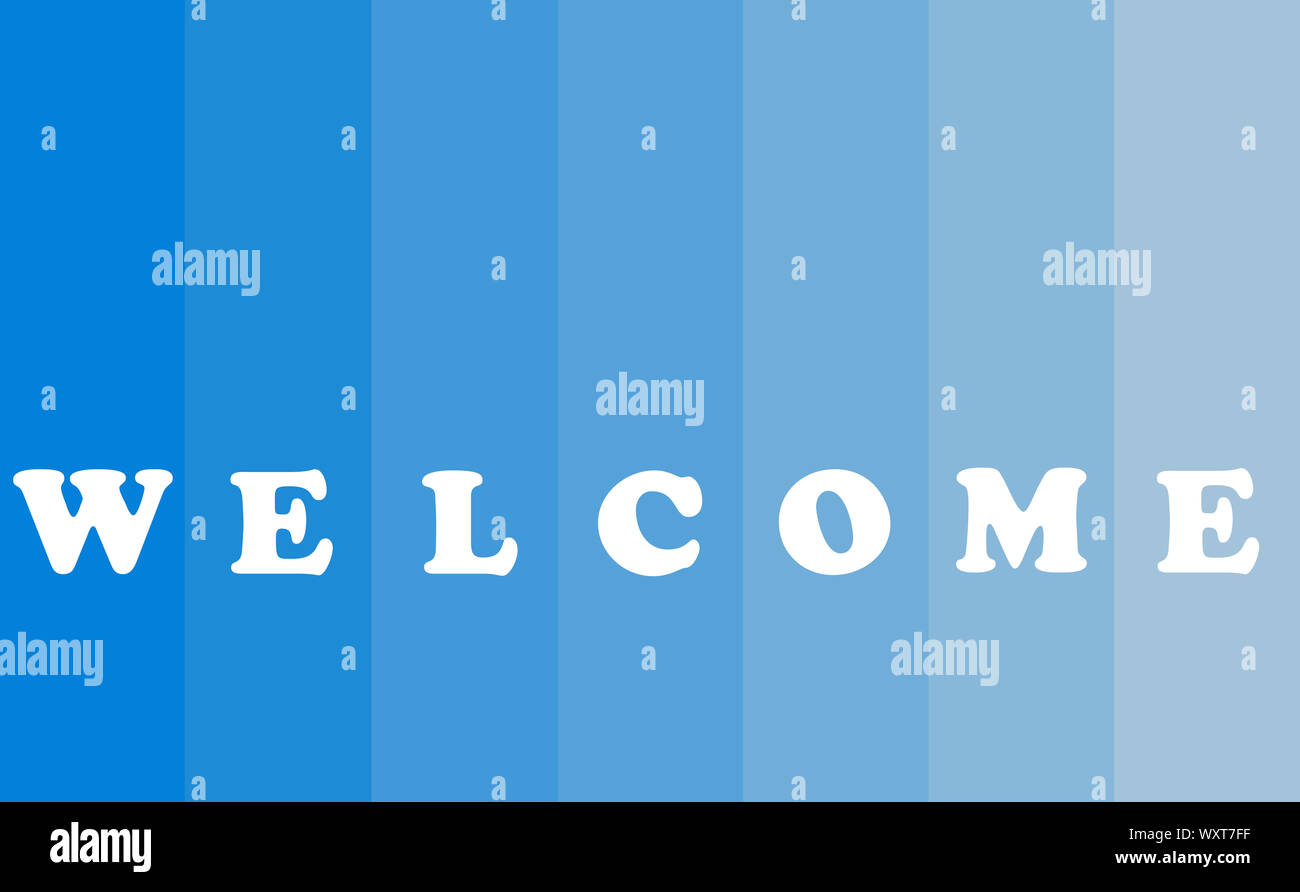 Welcome Banner With Text Concept On Blue Background Color Bar