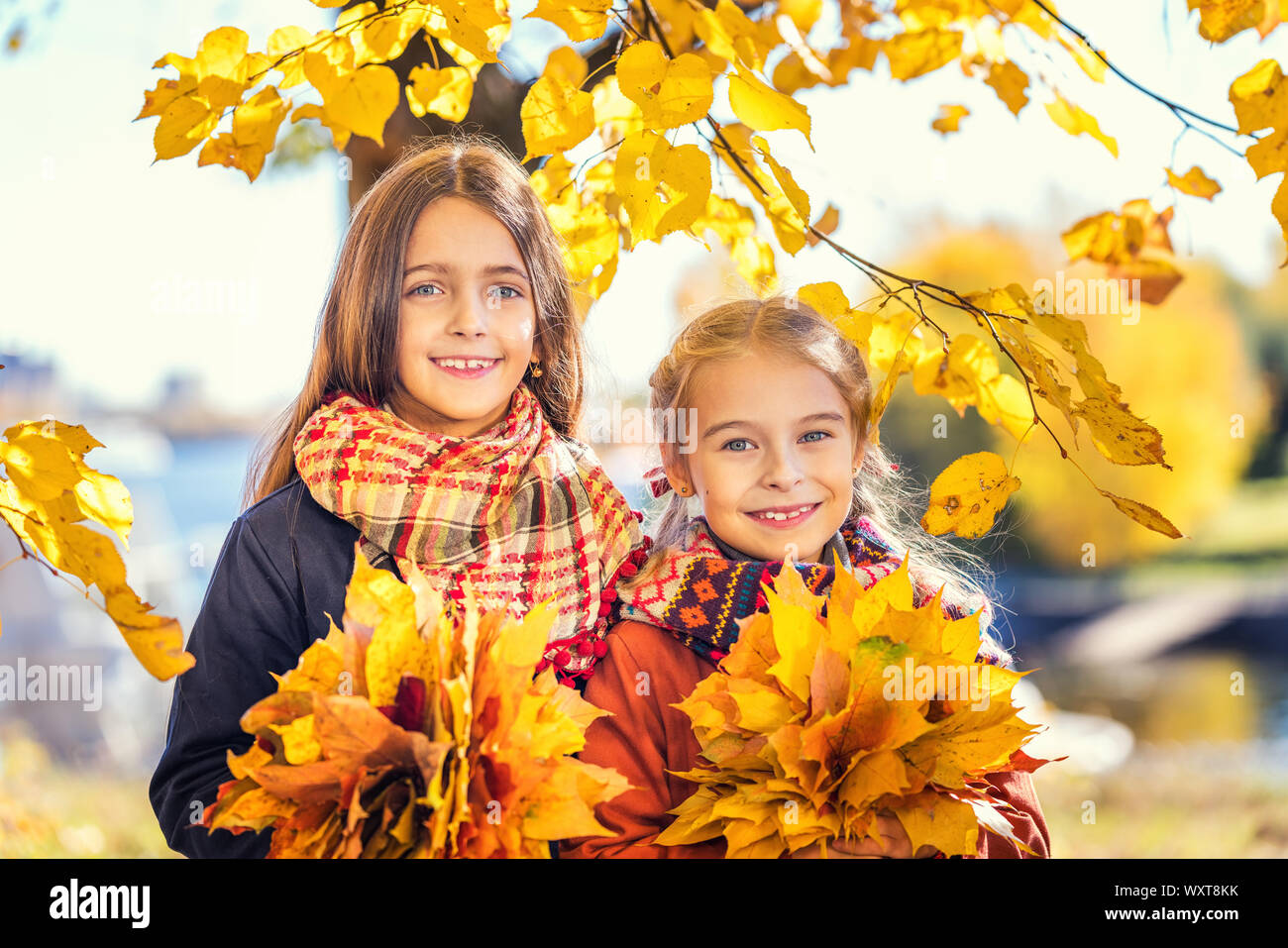 School-age cute girl posing in the Park for a photoshoot Stock Photo - Alamy