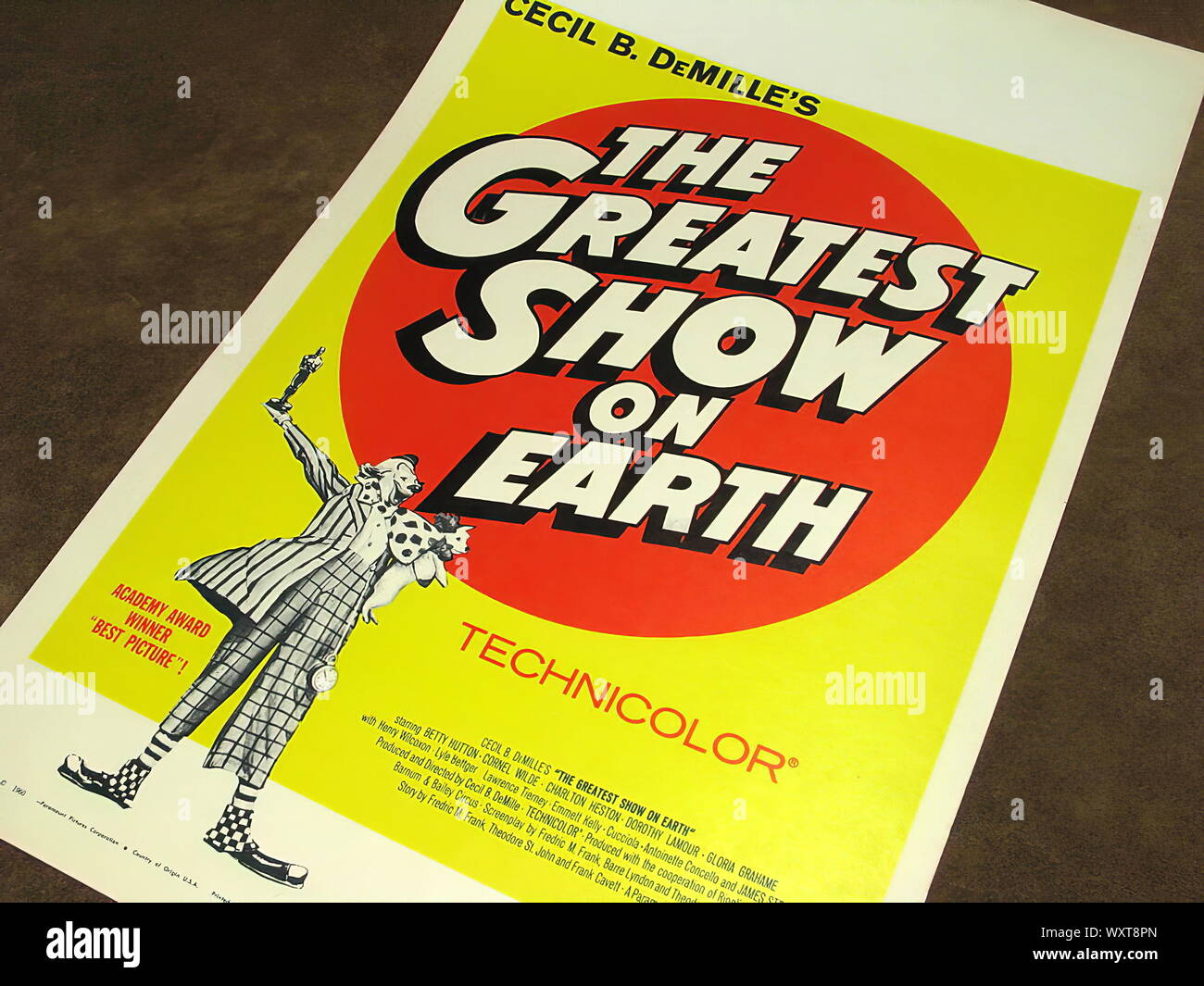 Classic movie poster of The Greatest Show On Earth 1952. Stock Photo