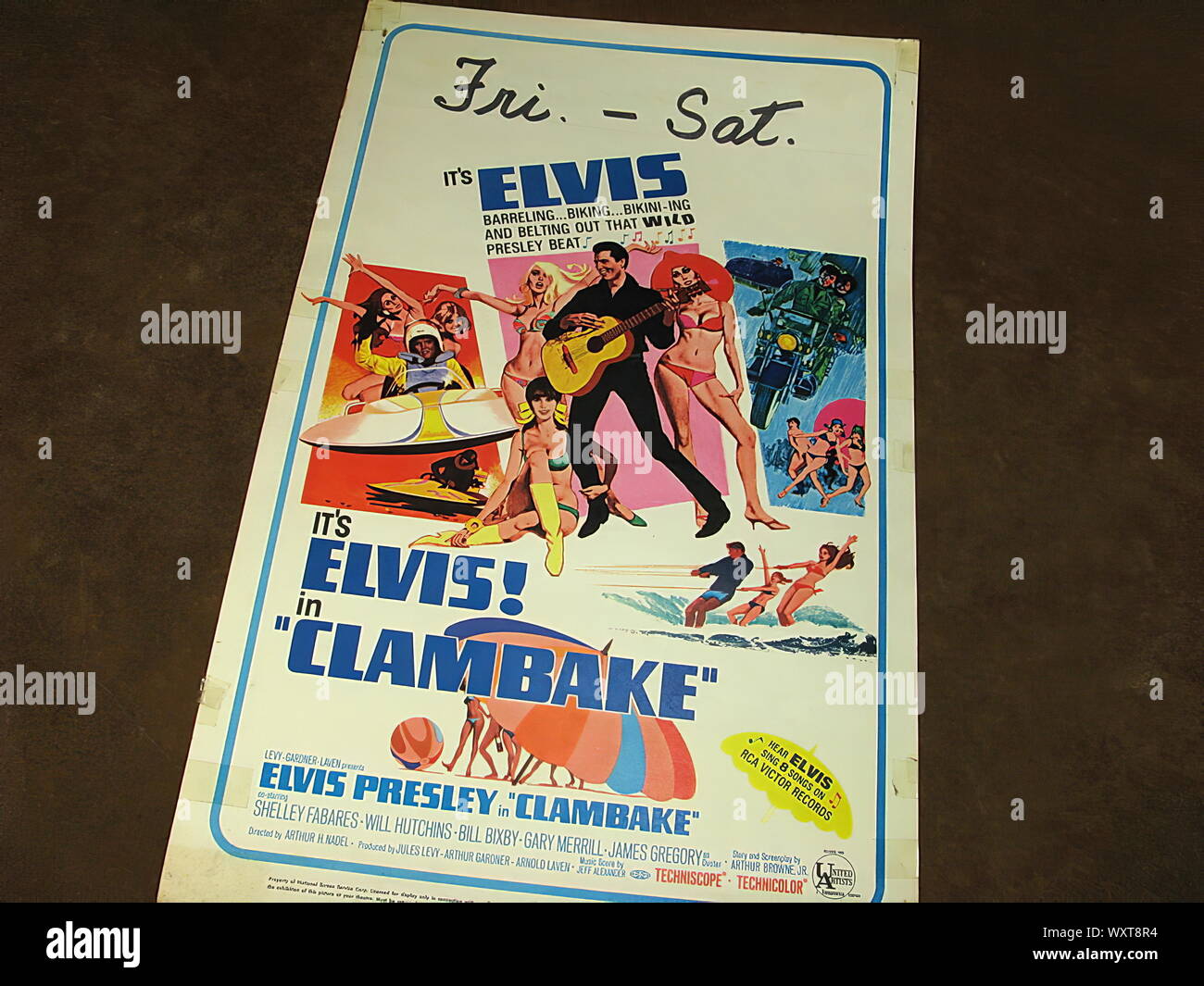 Classic movie poster of Clambake Elvis Presley 1967. Stock Photo