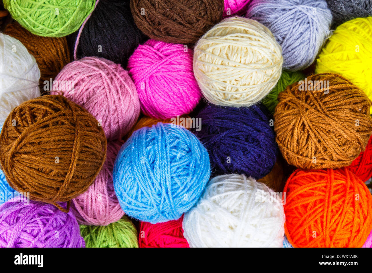 Pile of Colorful Yarn Balls stock photo