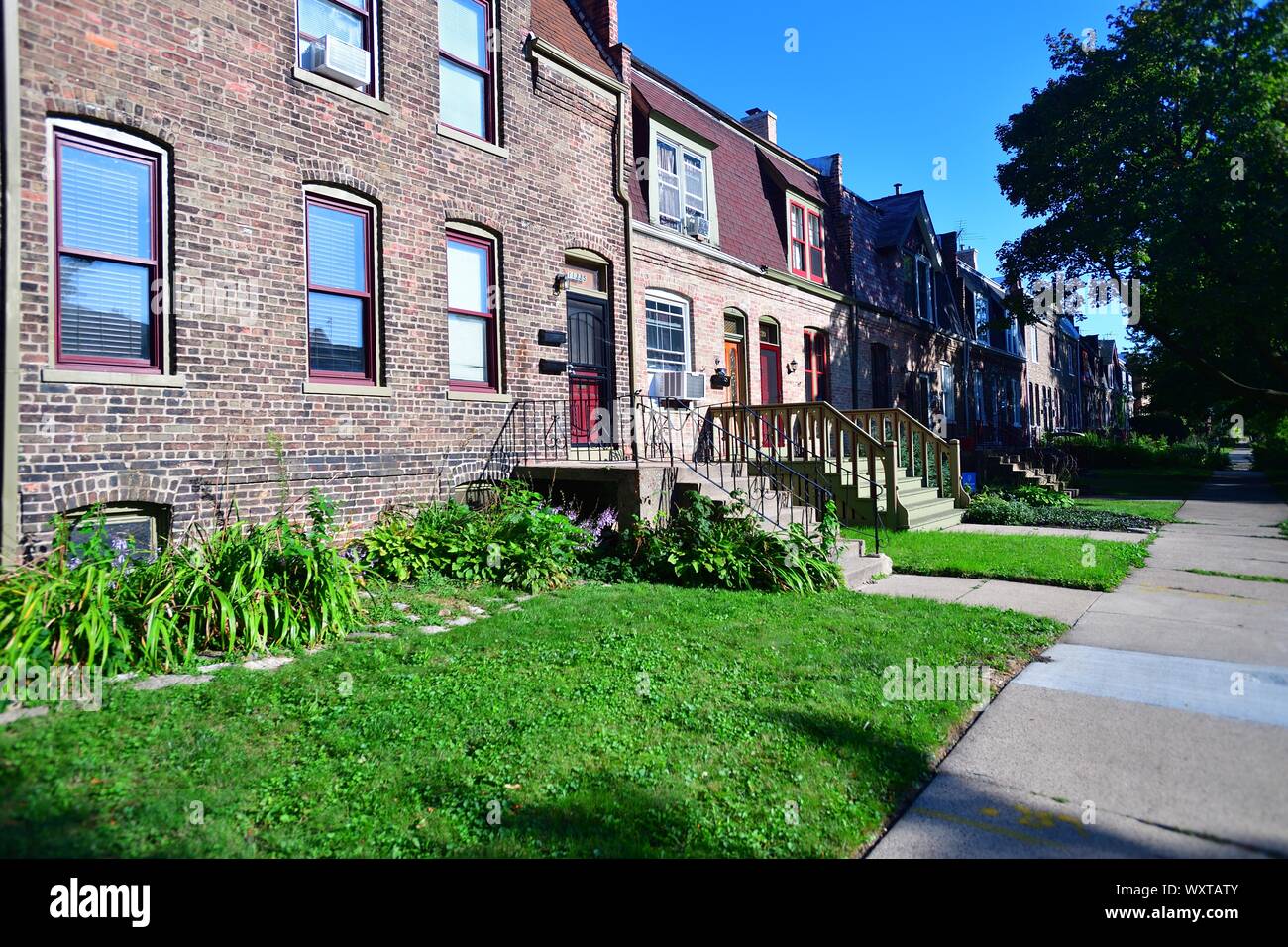 Chicago, Illinois, USA. A residential block of single-family homes in the working class neighborhood of Pullman. Stock Photo