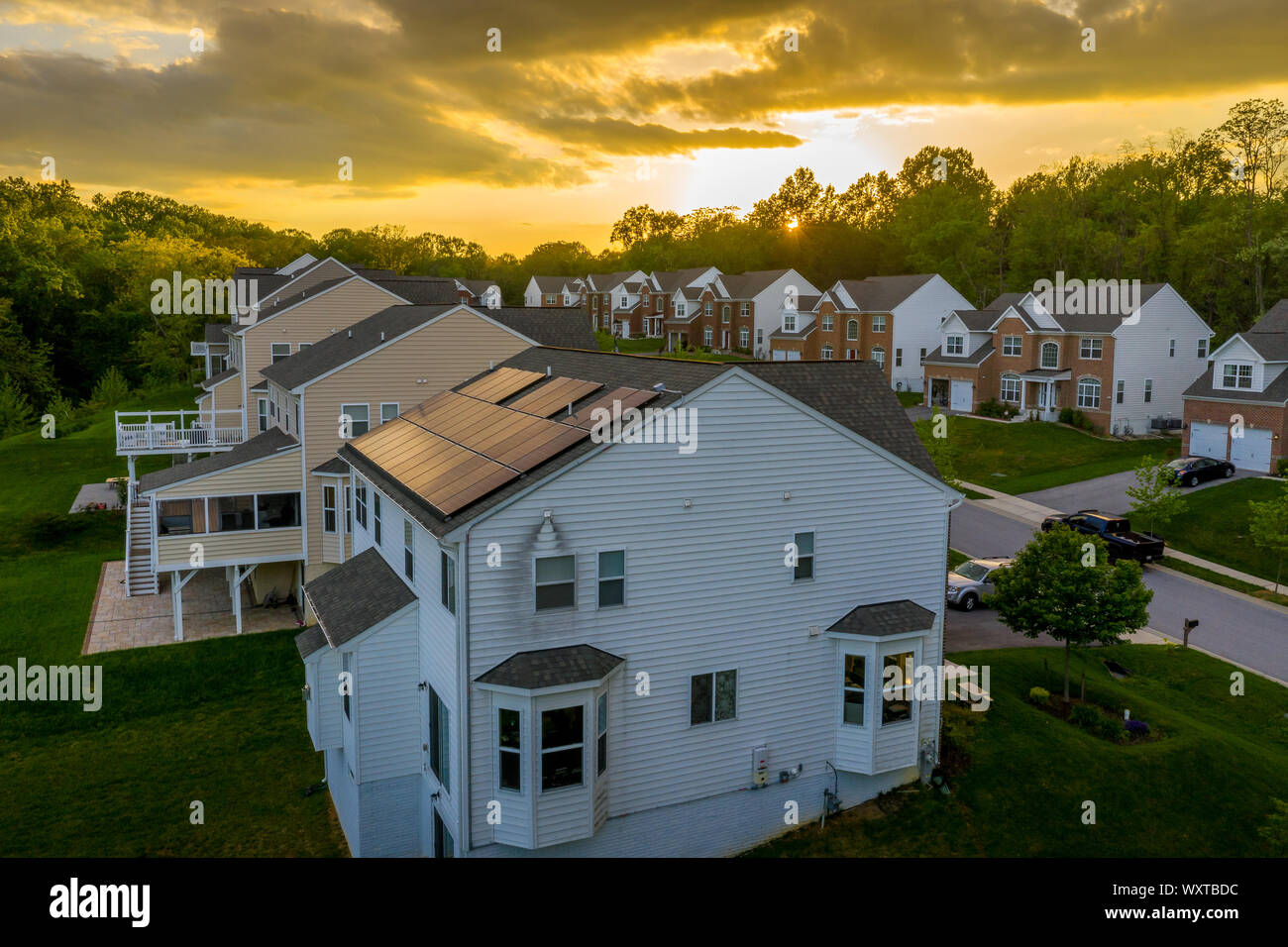 American luxury real estate single family houses with brick facade