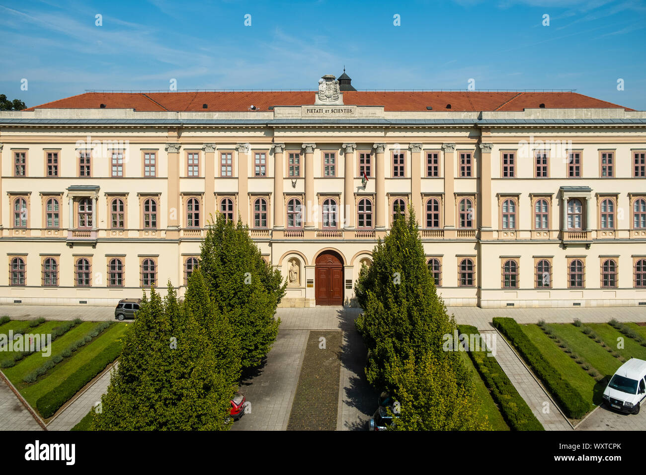 ESZTERGOM, HUNGARY - AUGUST 20, 2019: The old The old seminary in Esztergom after the renovations in 2006in Esztergom after the renovations in 2006 Stock Photo