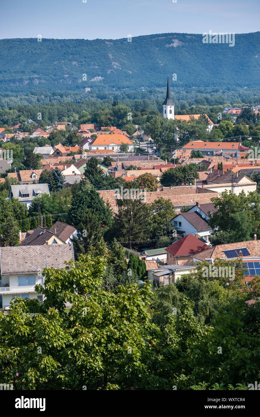 ESZTERGOM, HUNGARY - AUGUST 20, 2019: Vizivaros is a neighborhood of Esztergom on the right bank of the Danube, under the royal castle and the St. Ada Stock Photo