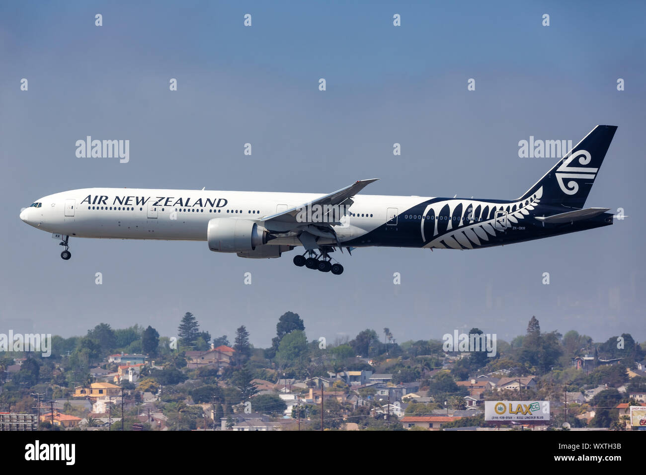 Los Angeles, California – April 14, 2019: Air New Zealand Boeing 777-300ER airplane at Los Angeles International airport (LAX) in the United States. Stock Photo