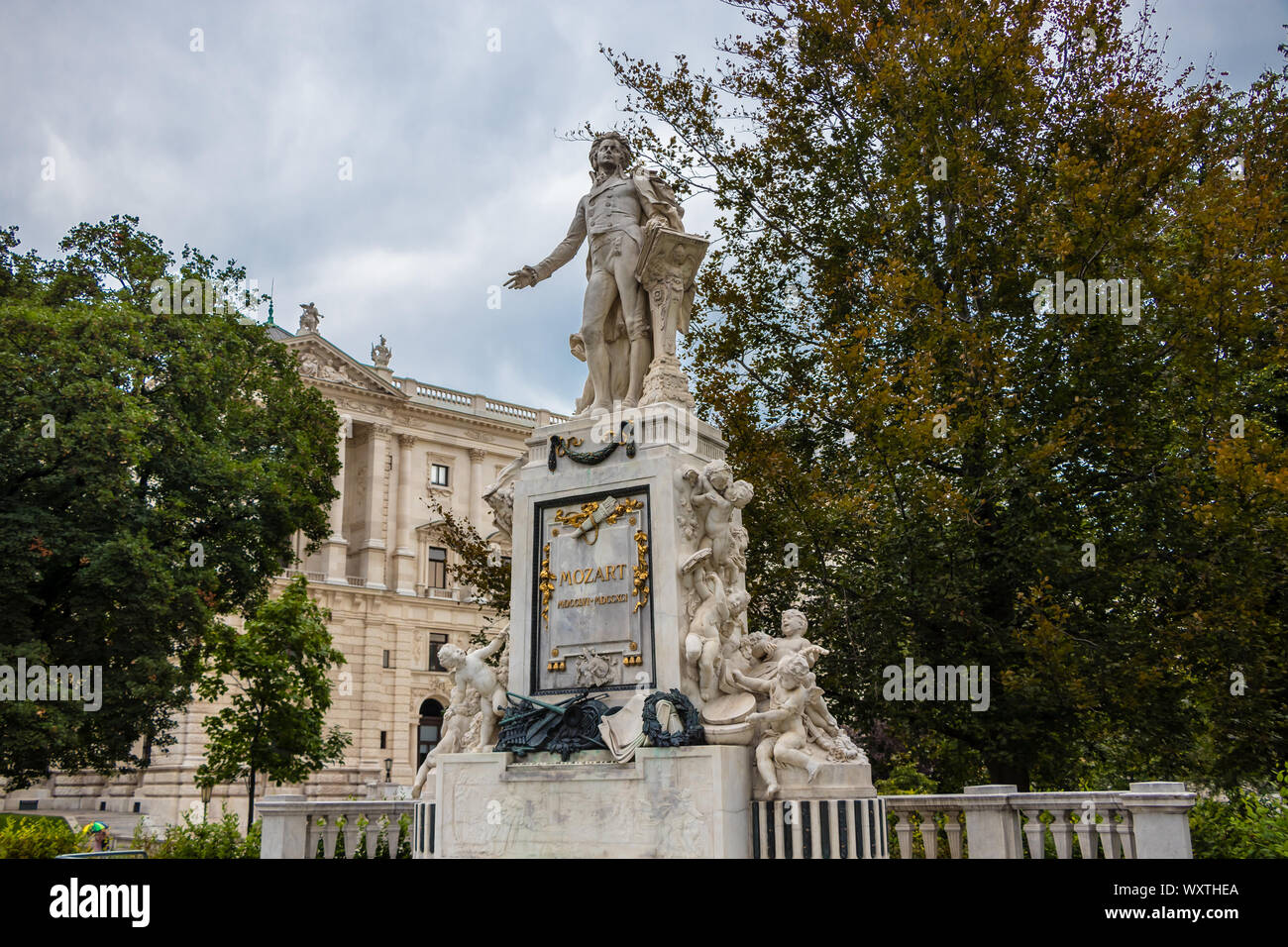 Monument in memory of Wolfgang Amadeus Mozart in Vienna, Austria Stock
