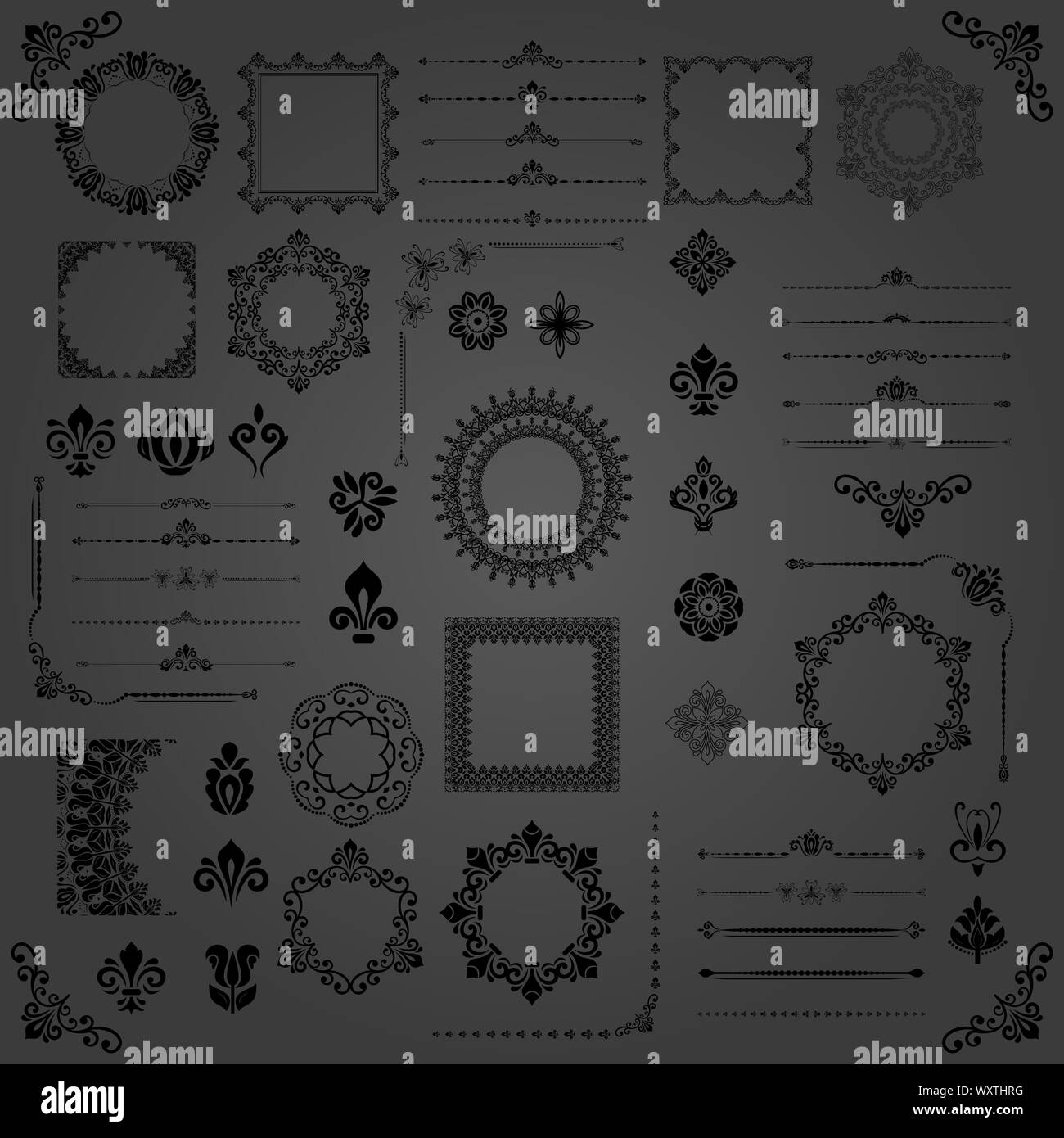 Vintage Set of Horizontal, Square and Round Elements Stock Photo - Alamy