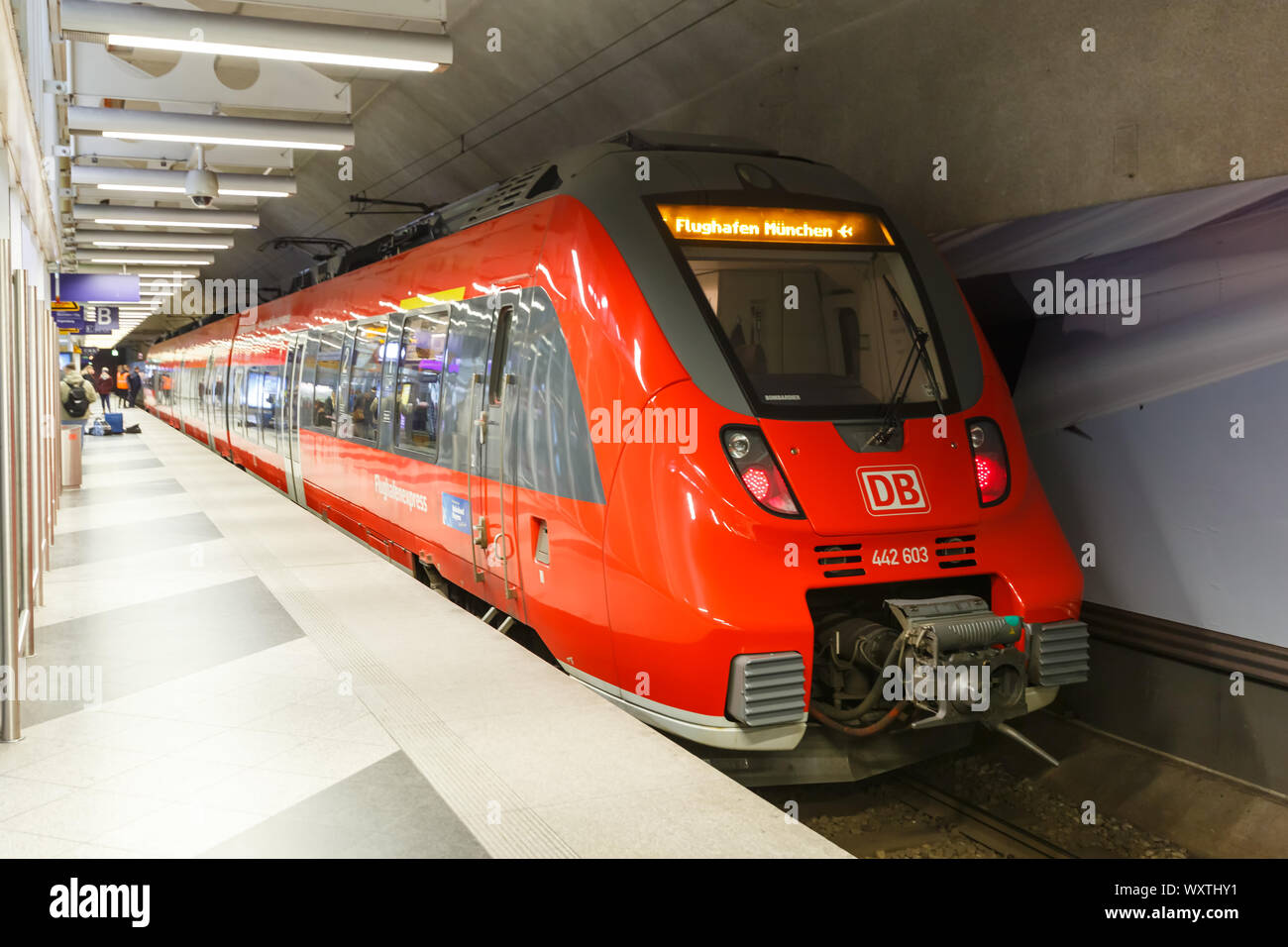 Munich, Germany – February 14, 2019: Railway station with train at Munich  airport (MUC) in Germany Stock Photo - Alamy