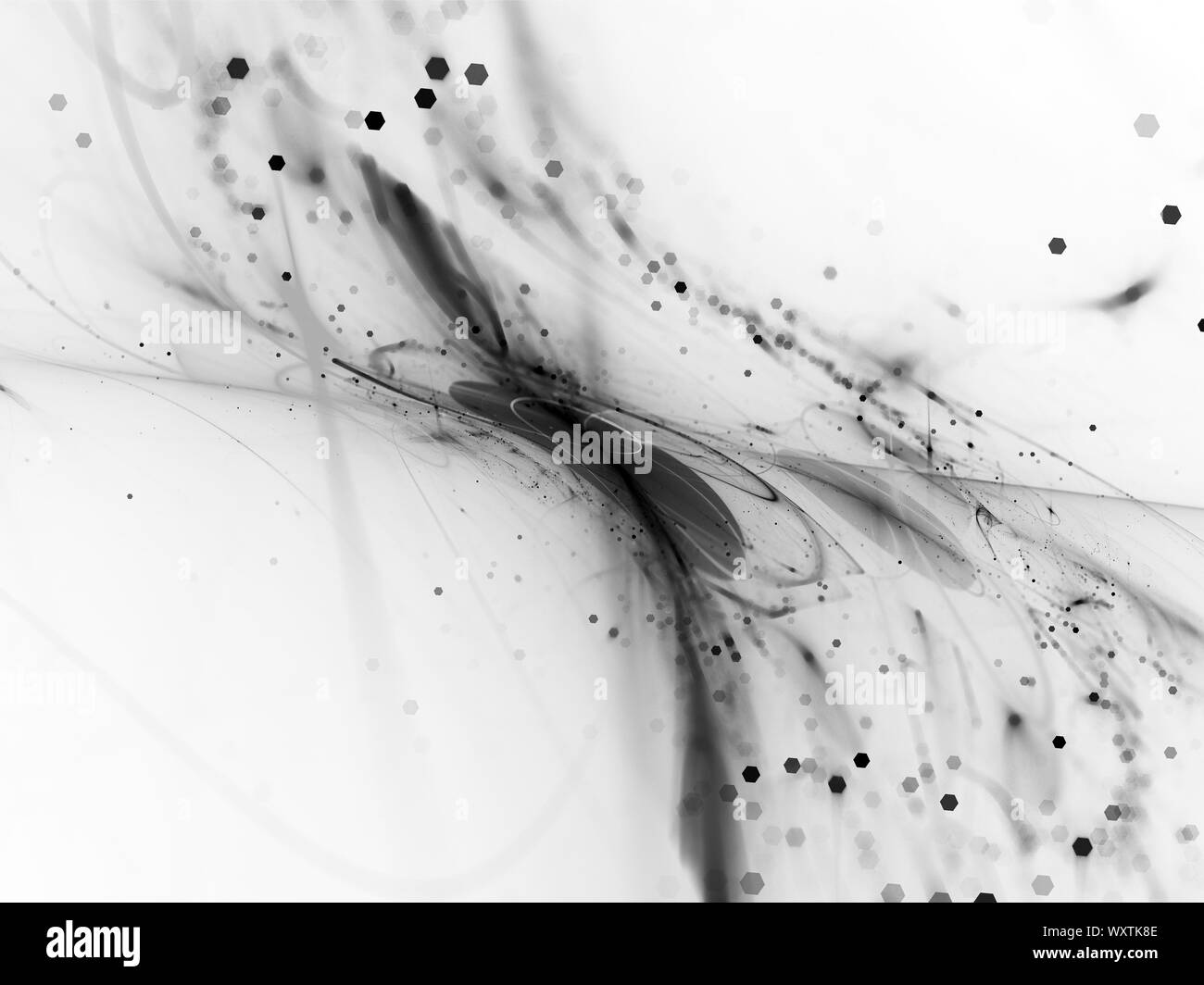 Inverted new technology flow in space black and white overlay, computer generated abstract background Stock Photo
