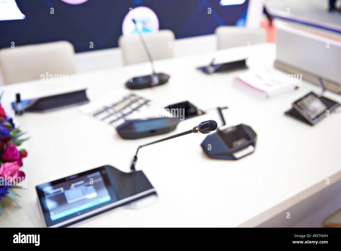 Modern communication equipment for conferences and business meeting Stock Photo