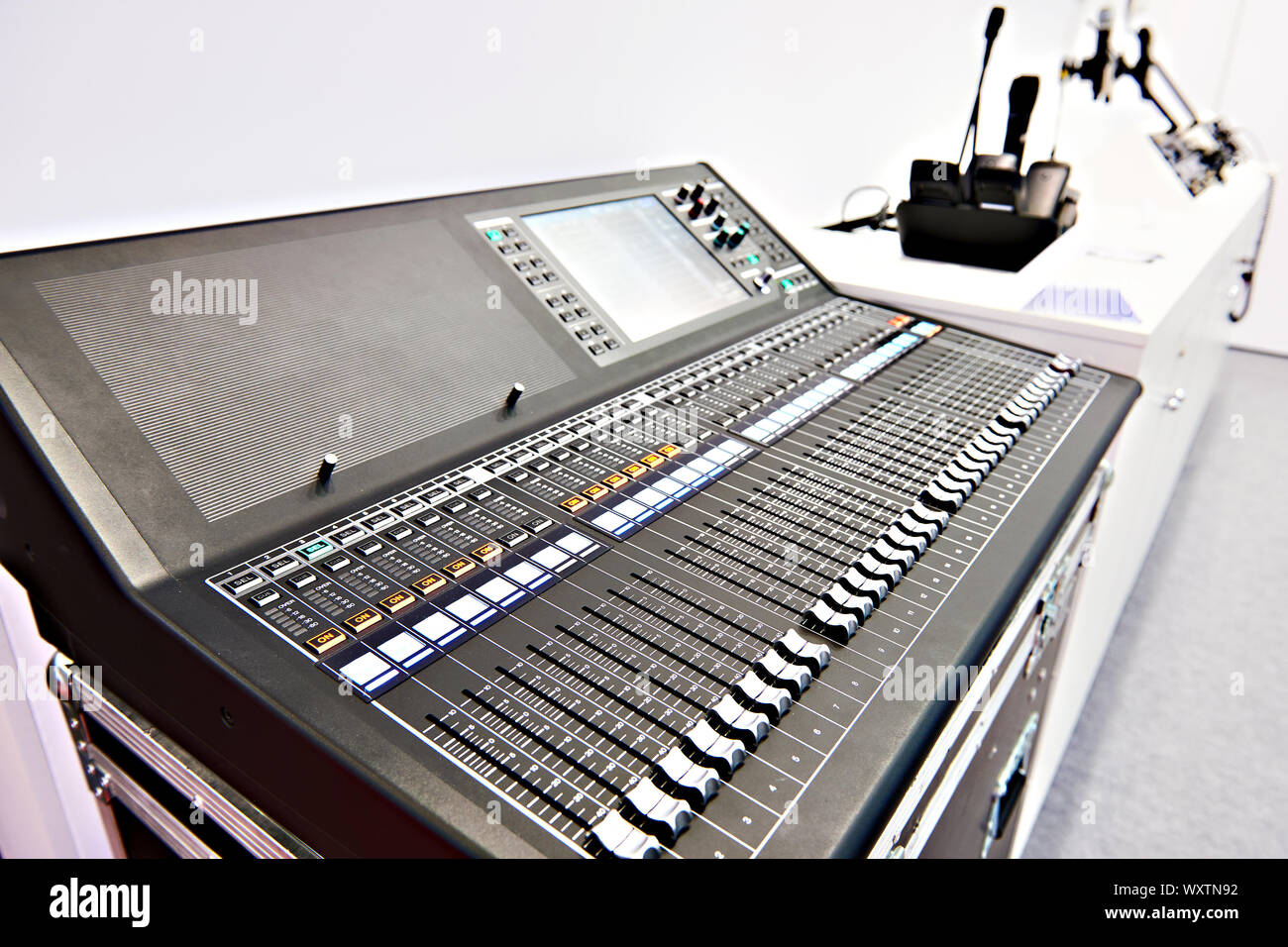 Digital professional audio mixing console in store Stock Photo - Alamy