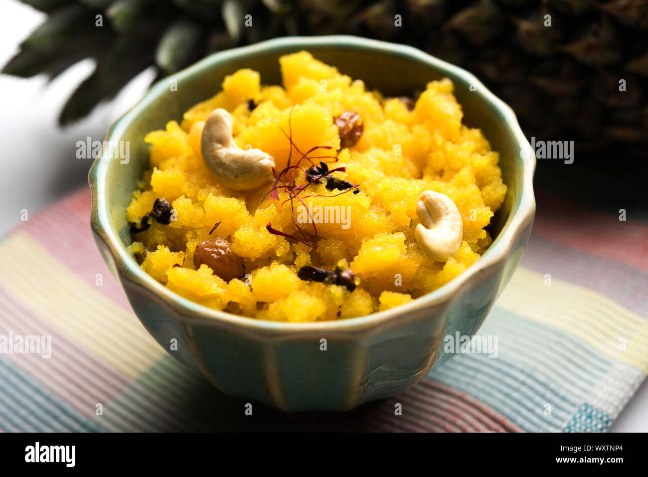 Pineapple sheera or Halwa also known as Ananas keshri shira. Popular