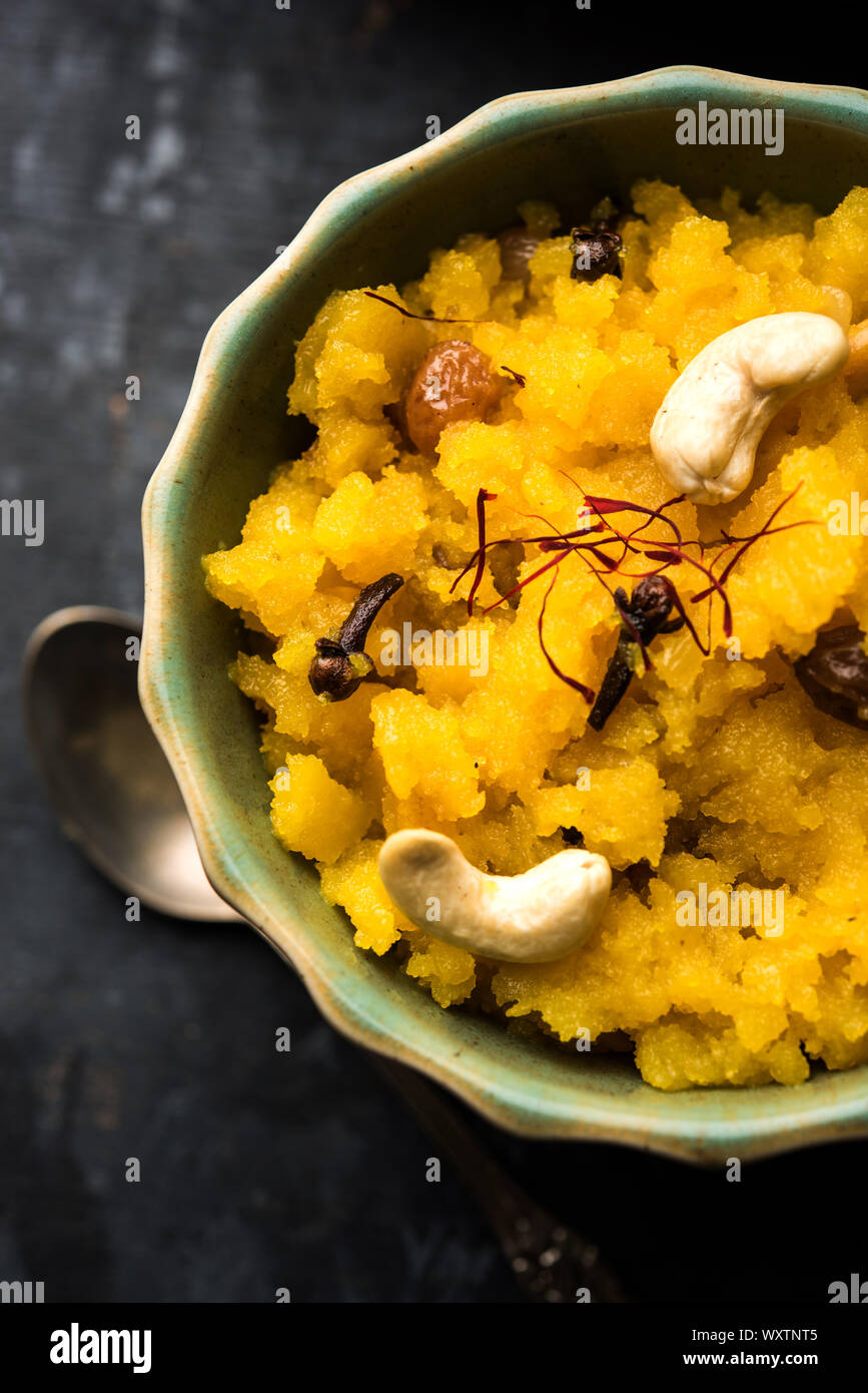 Pineapple sheera or Halwa also known as Ananas keshri shira. Popular