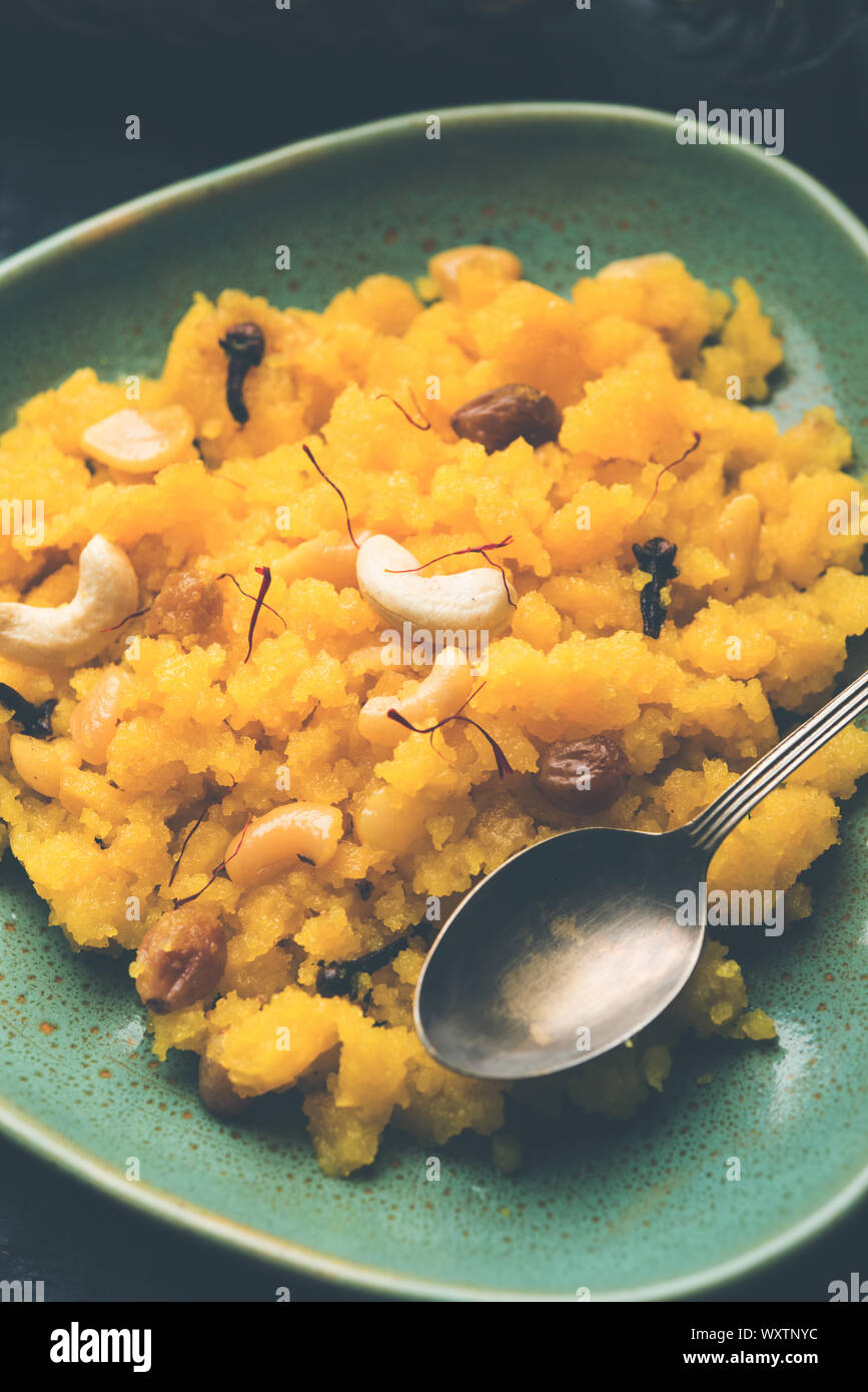 Pineapple sheera or Halwa also known as Ananas keshri shira. Popular
