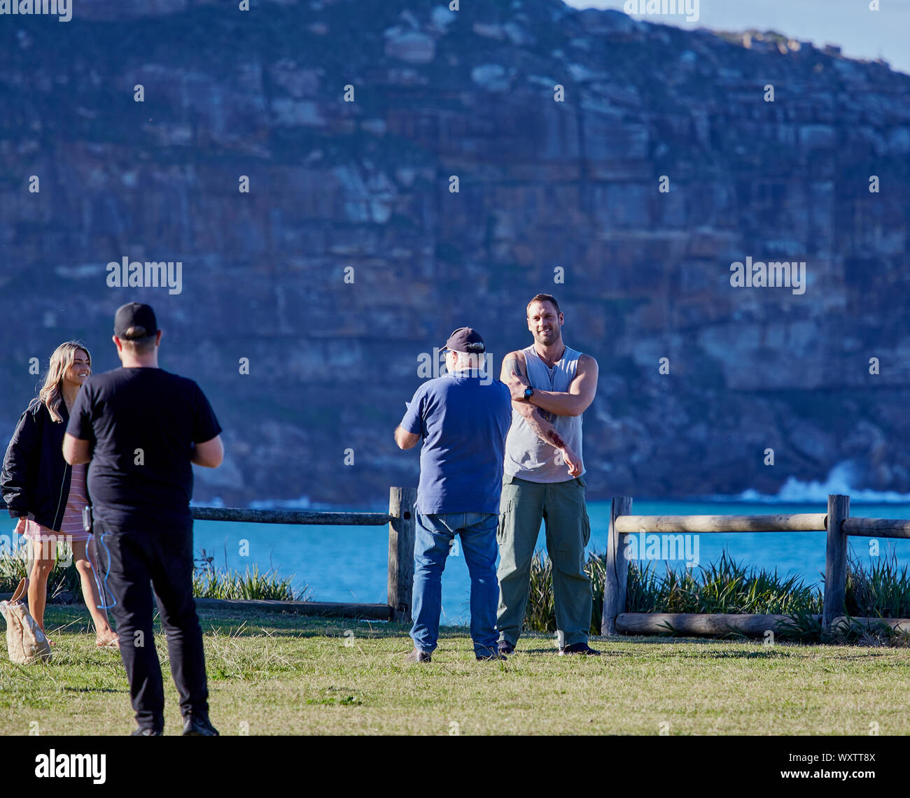 Actors Jake Ryan Sam Frost And Members Of The Crew Prepare To Film An Actors jake ryan sam frost and members of the crew prepare to film an