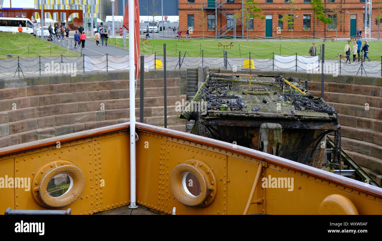 remains of a rusting ships hull Stock Photo