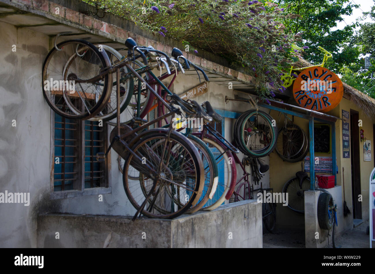 Download Close Up Of A Mockup From An Asian Styled Bicycle Shop Close Up Of The Bikes In Detail With Contrasting Colors Stock Photo Alamy