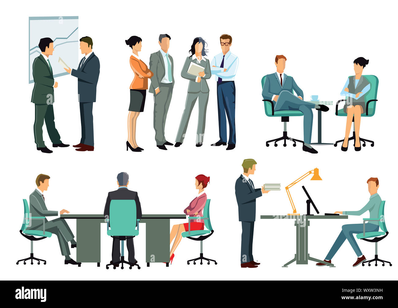 Business team at cooperation - illustration Stock Photo