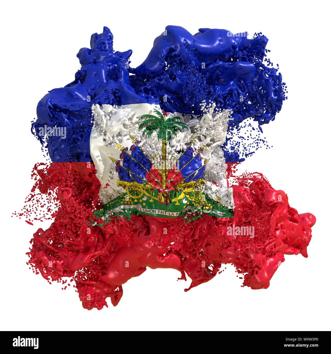 3d rendering of a Haiti country flag in a liquid fluid. Isolated on white  background Stock Photo - Alamy