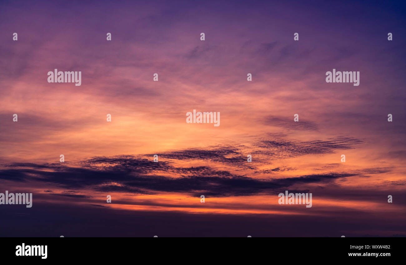 Beautiful Sunset Sky Purple Sky At Sunset Art Picture Of Sky And Dark Clouds At Dusk Peaceful And Tranquil Concept Twilight Sky In Evening Stock Photo Alamy