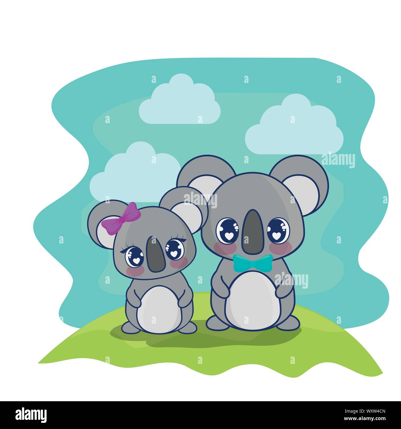 cute koalas couple characters vector illustration design Stock Vector ...