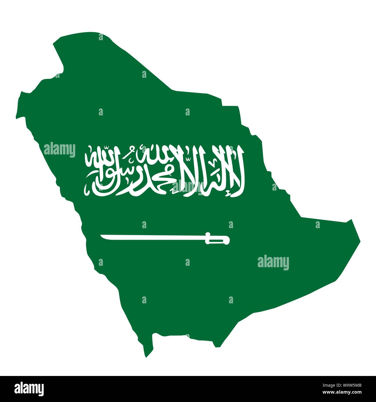 Green sketchy territory of saudi arabia with elements of flag, text and ...