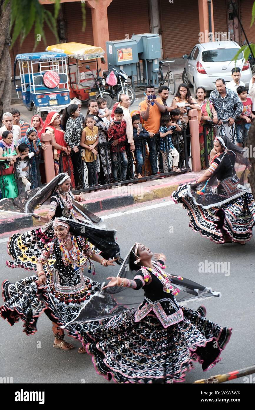 Teej Festival at Jaipur to Celebrate the arrival of the monsoon season Stock Photo