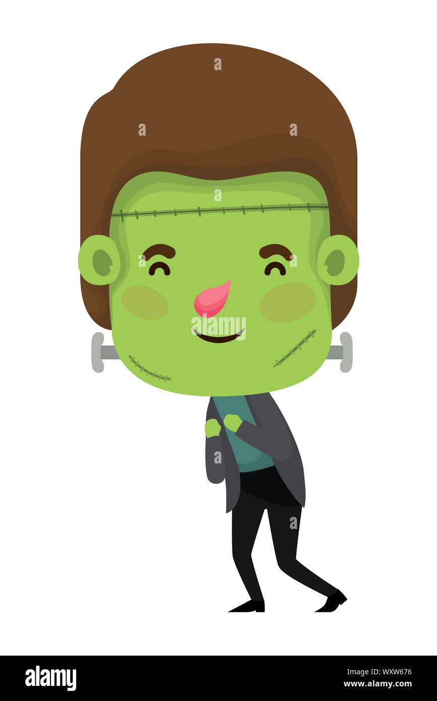 cute little boy with frankenstein costume Stock Vector Image & Art - Alamy