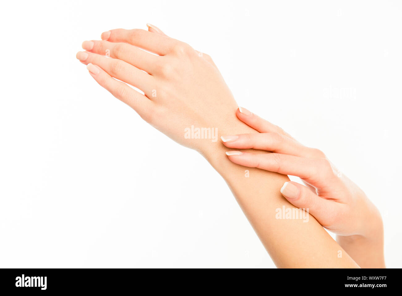 Beautiful sensual female hands isolated on white Stock Photo - Alamy