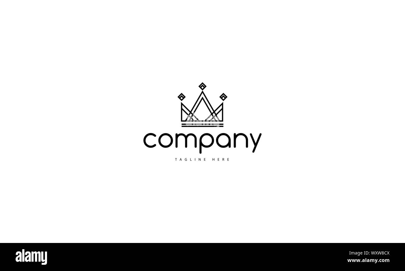 Vector logo on which the abstract image of the crown in a linear style. Stock Vector