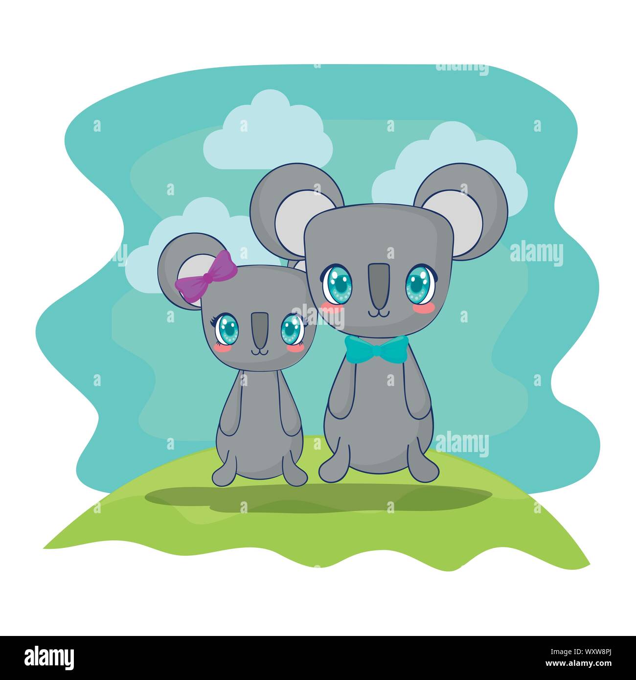 cute koalas couple characters vector illustration design Stock Vector ...