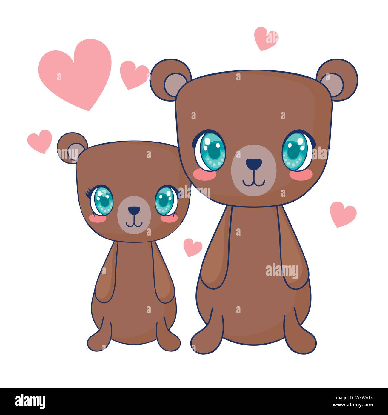 cute bears couple characters vector illustration design Stock Vector ...