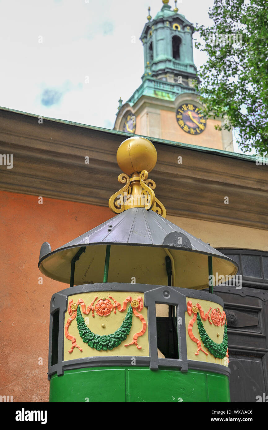Antique Pissoir or public urinal in Gamla Stan old town, Stockholm, Sweden Stock Photo