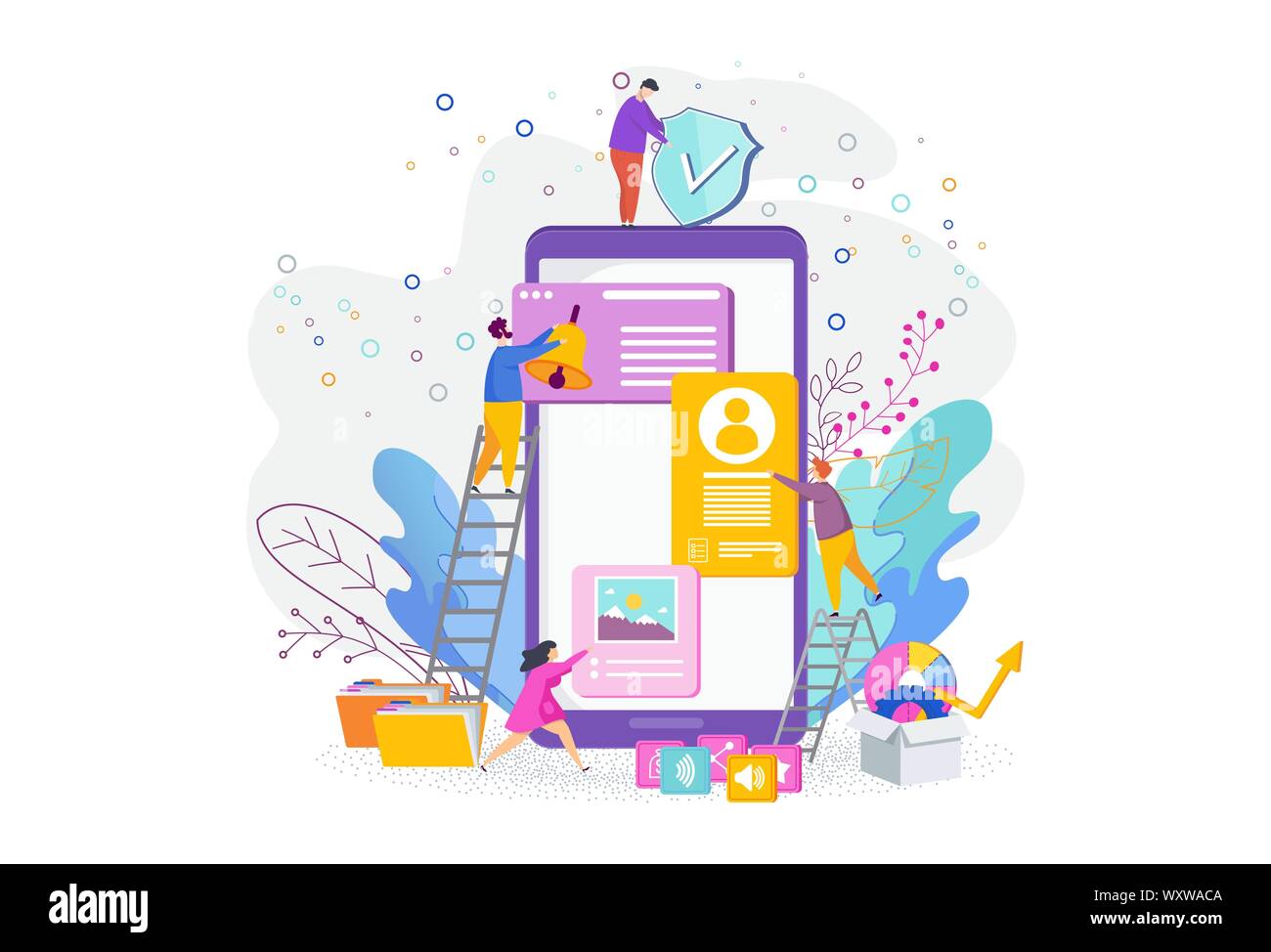 Tiny people are designing a mobile website Stock Vector Image & Art - Alamy