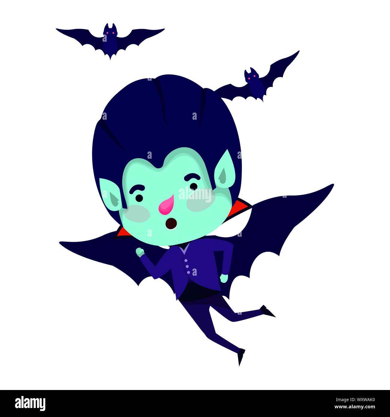 cute little boy with dracula costume and bats flying Stock Vector Image ...