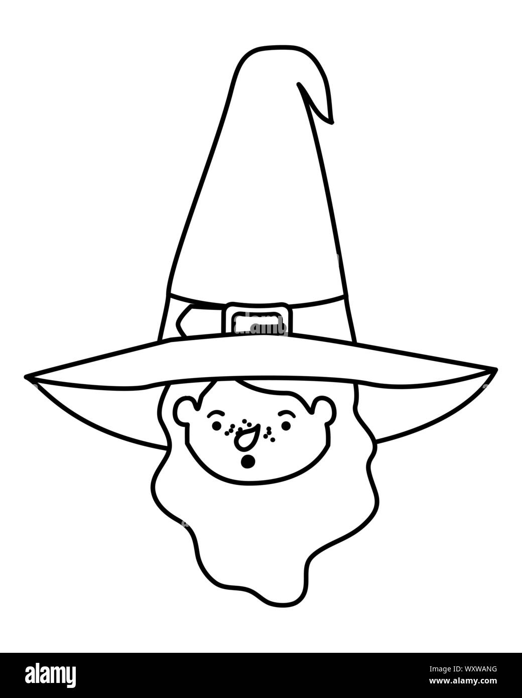 cute little girl head with witch costume Stock Vector Image &amp; Art - Alamy