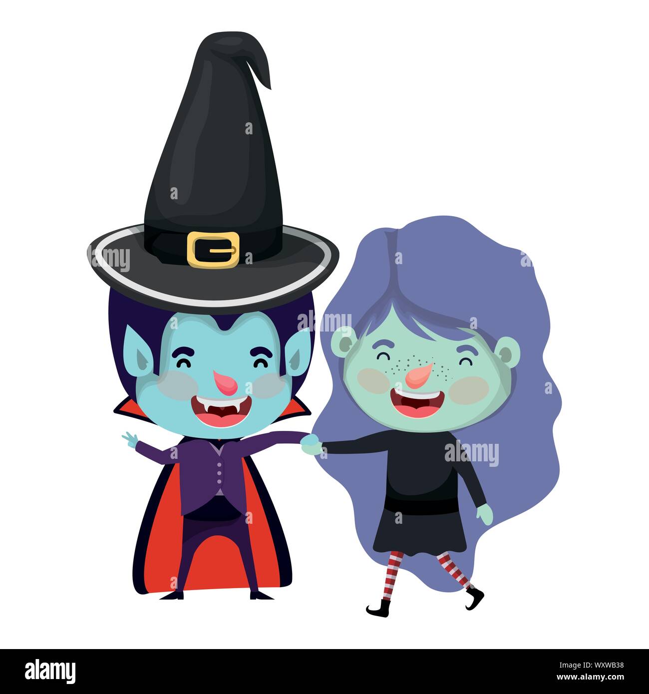 cute little kids with dracula and witch costume Stock Vector Image ...