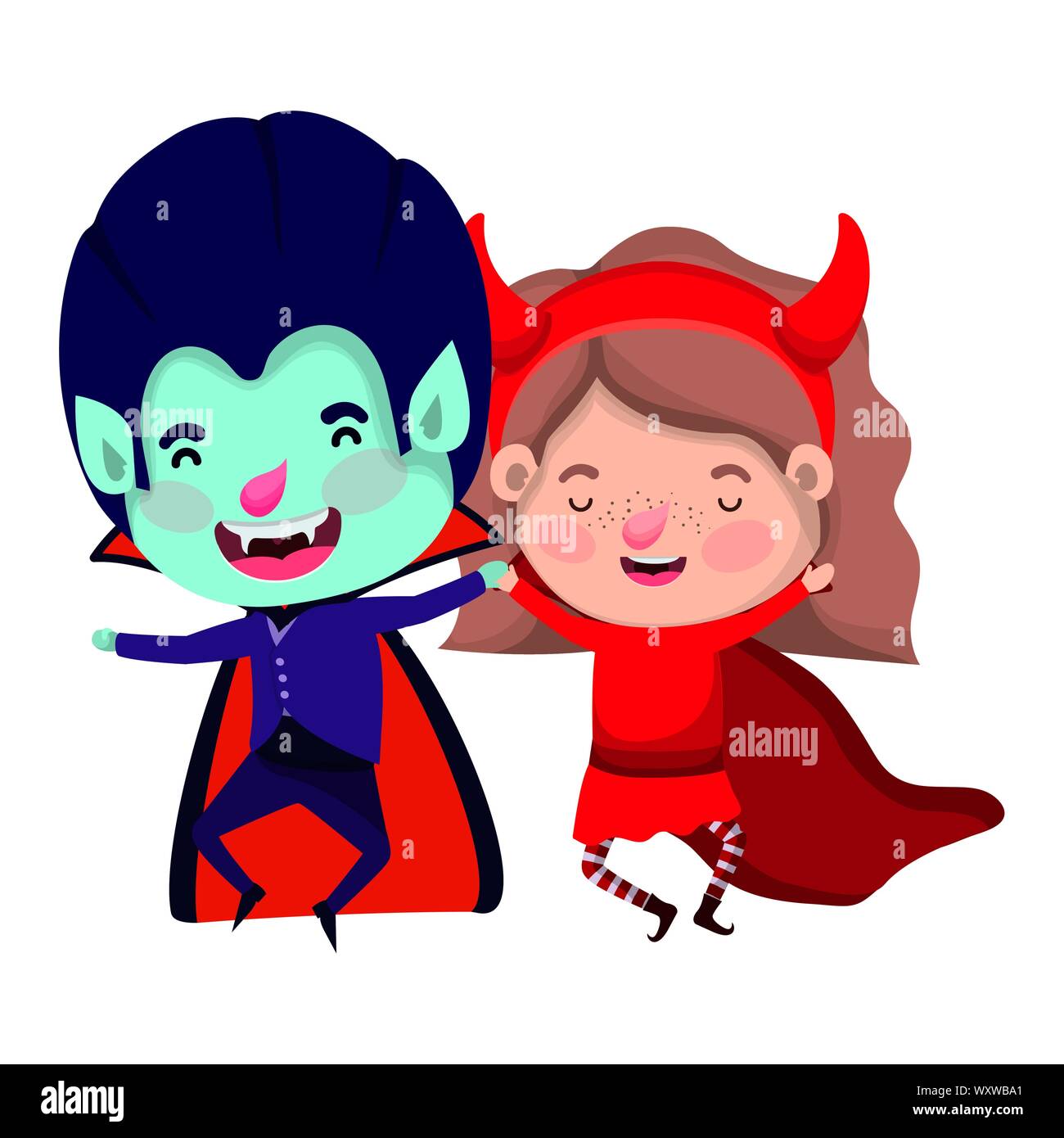 cute little kids with dracula and devil costume Stock Vector Image ...