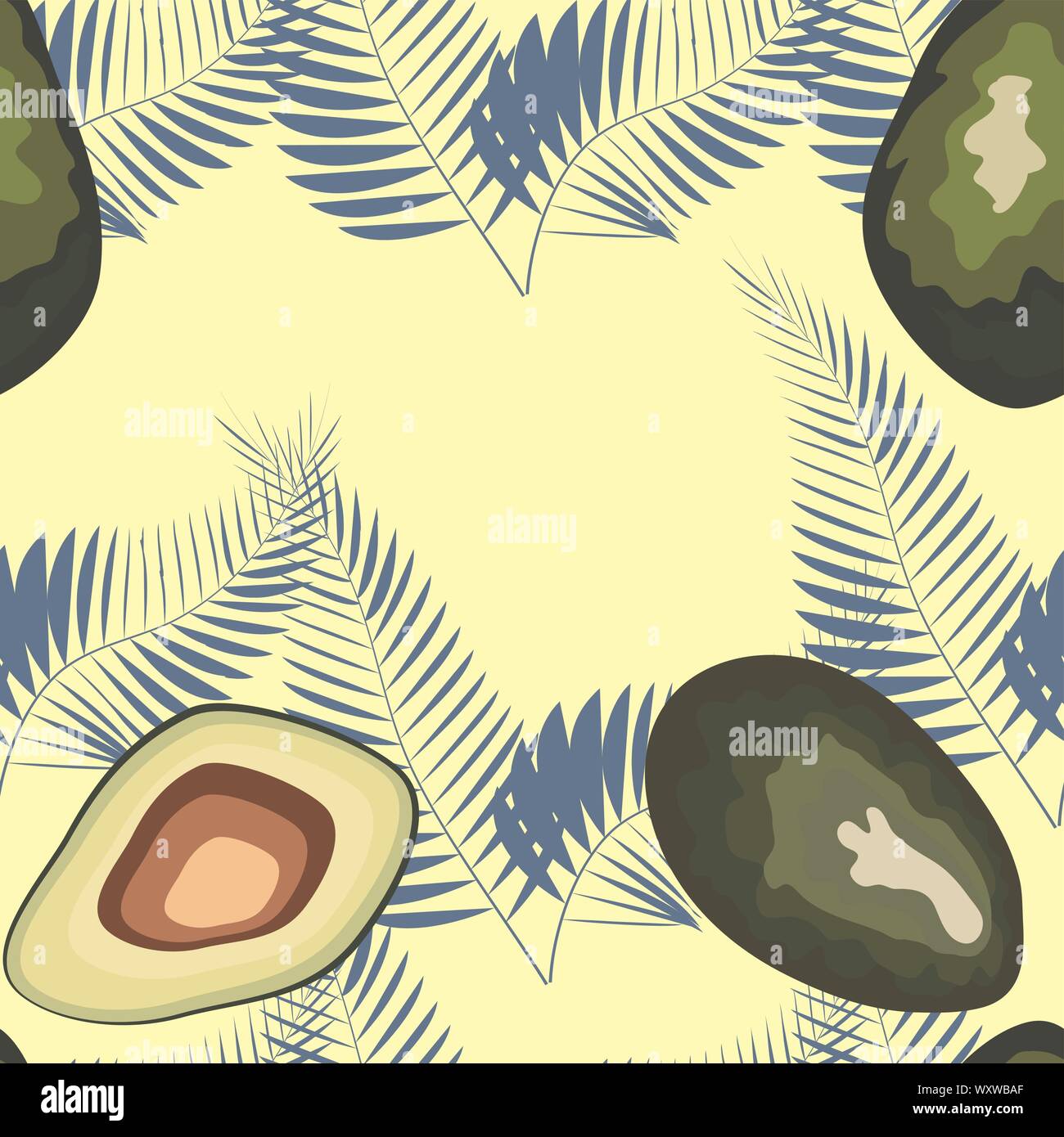 Tropical seamless pattern with avocado and leaves. Pattern for kitchen ...