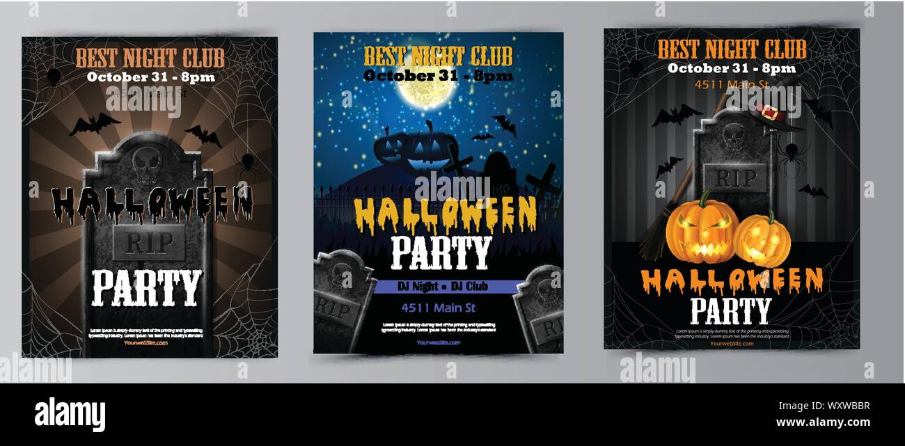 Halloween party flyer with pumpkins Stock Vector Image &amp; Art - Alamy