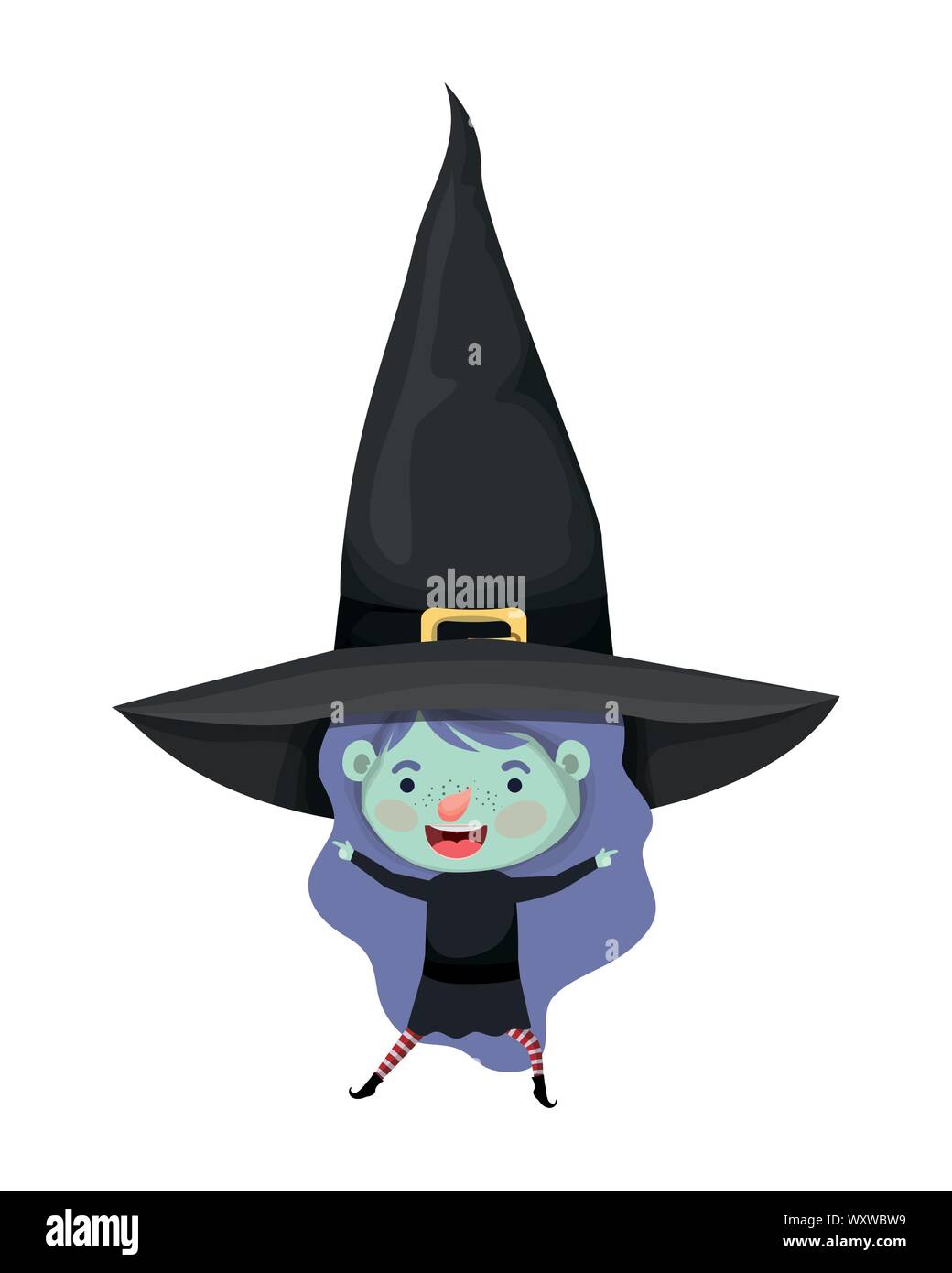cute little girl with witch costume Stock Vector Image &amp; Art - Alamy
