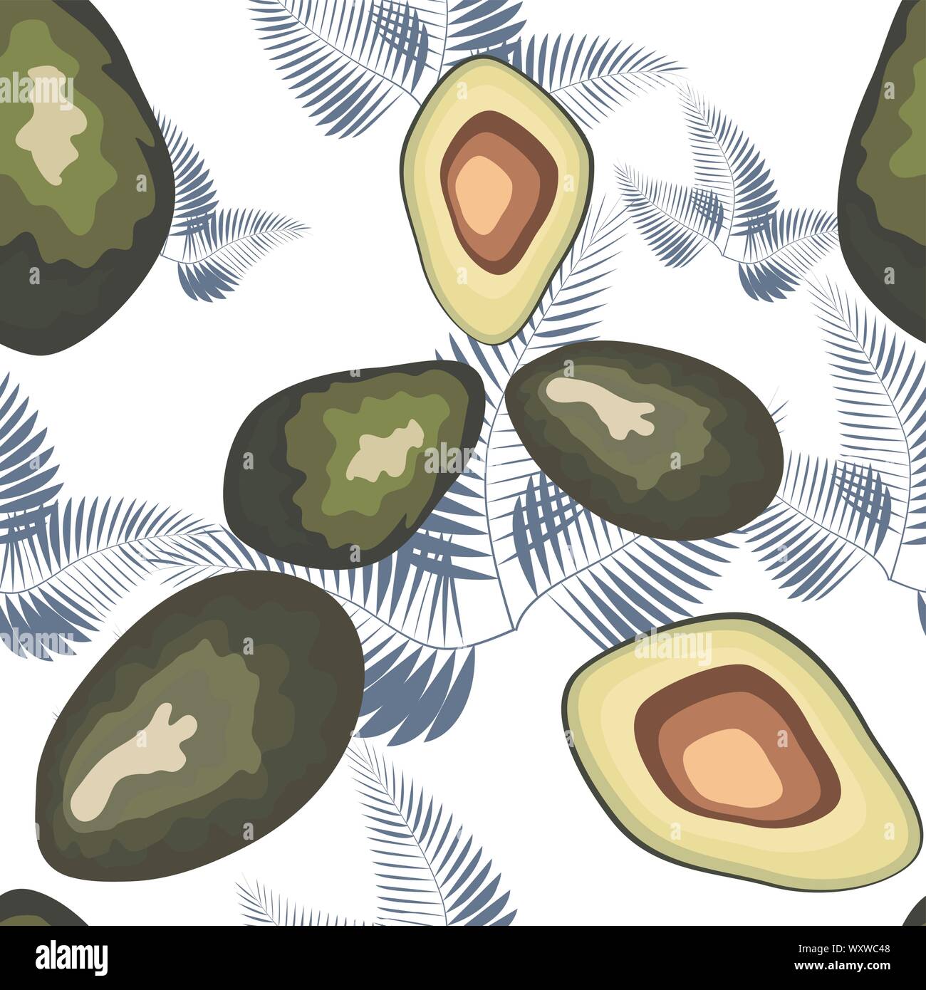 Tropical seamless pattern with avocado and leaves. Pattern for kitchen ...
