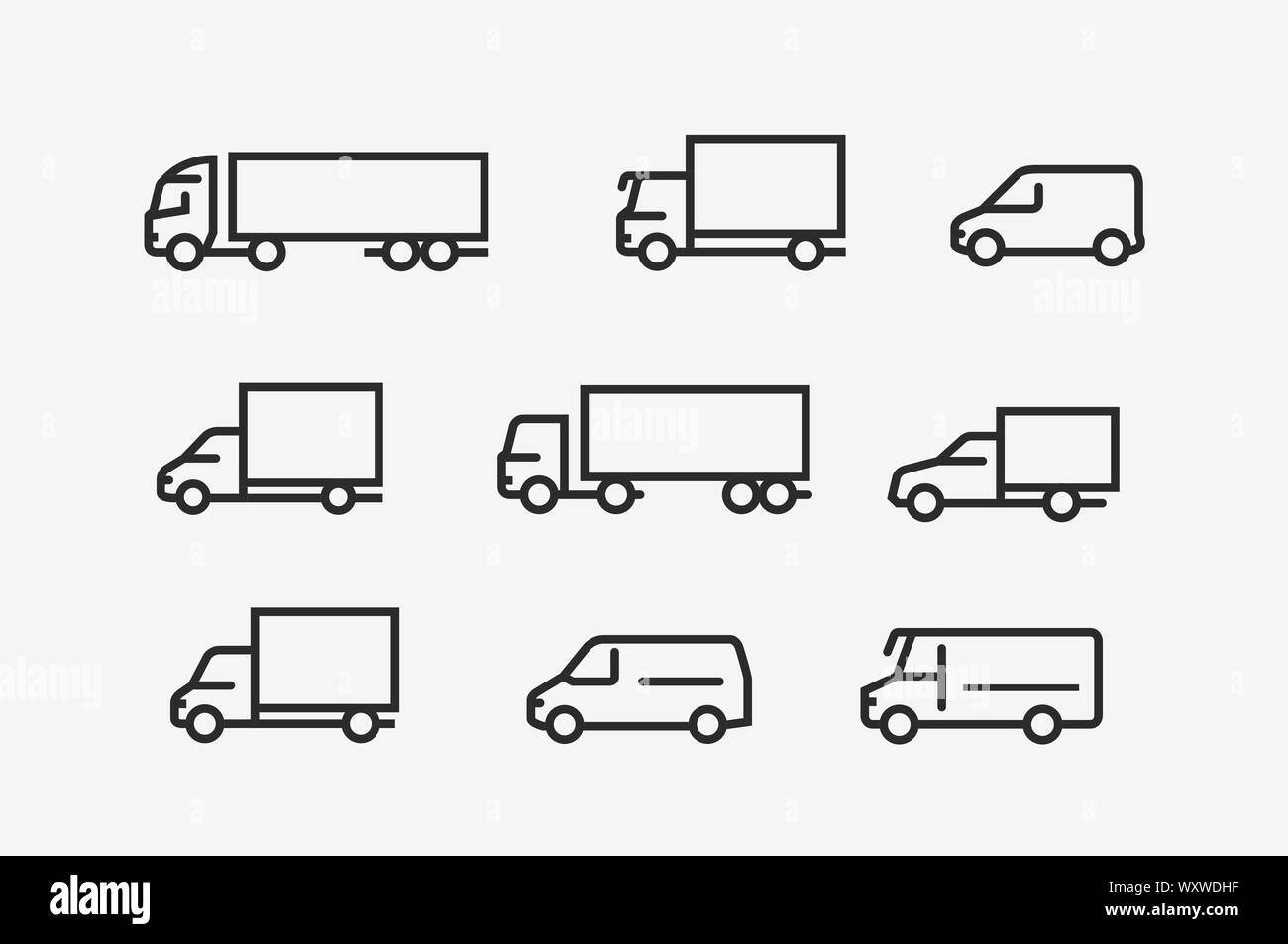 Transport icon set. Transportation in linear style. Vector illustration Stock Vector