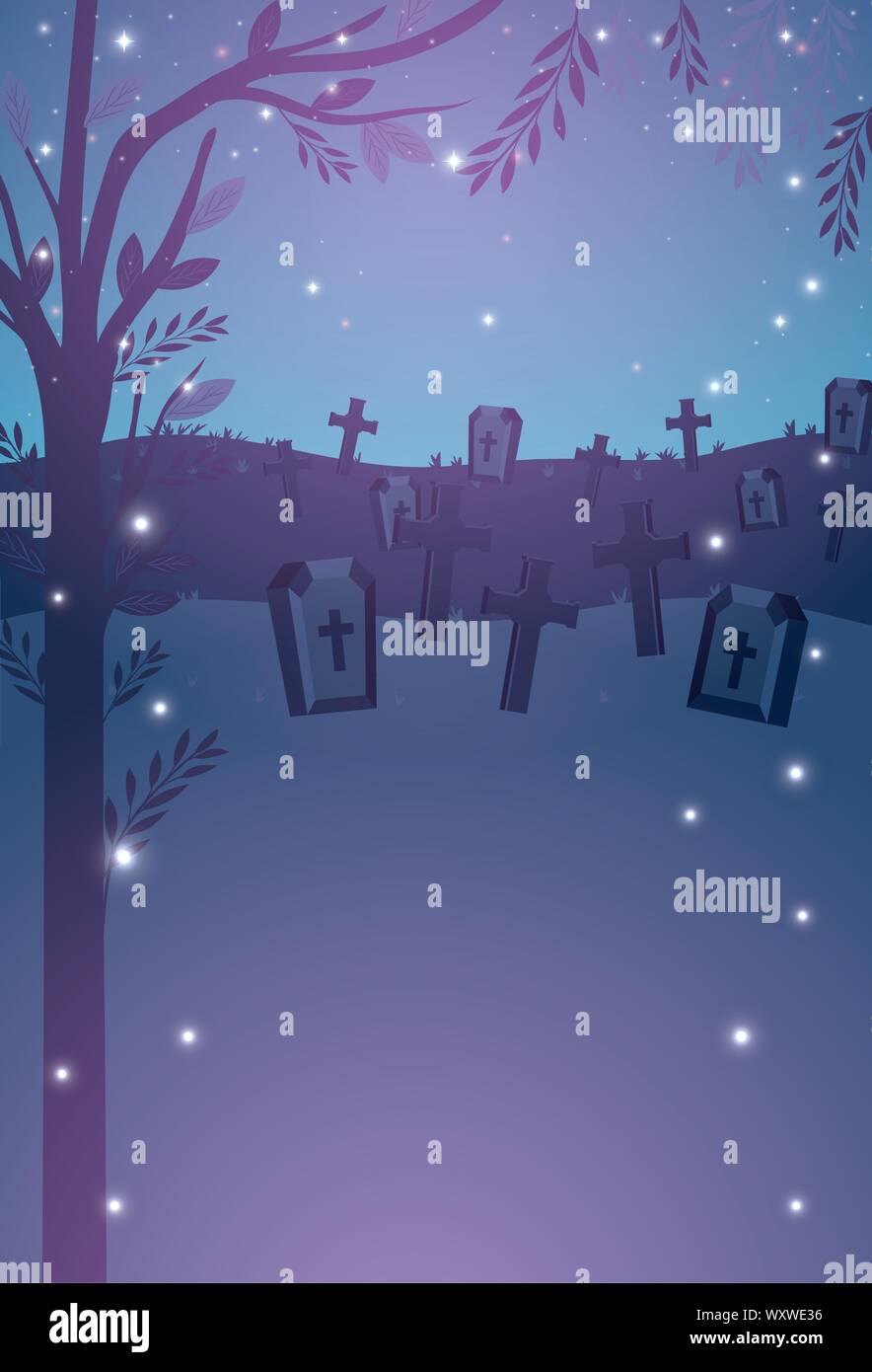 dark cemetery night scene icon Stock Vector Image & Art - Alamy