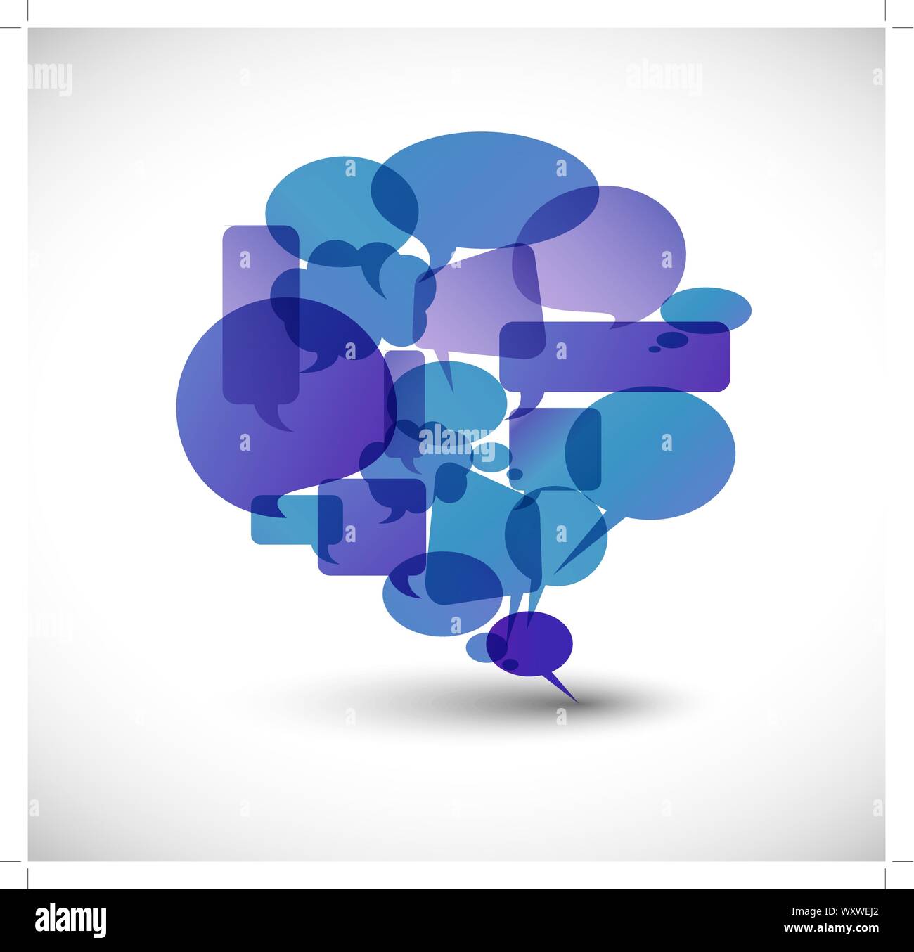 Big  blue speech bubble made from small bubbles Stock Vector