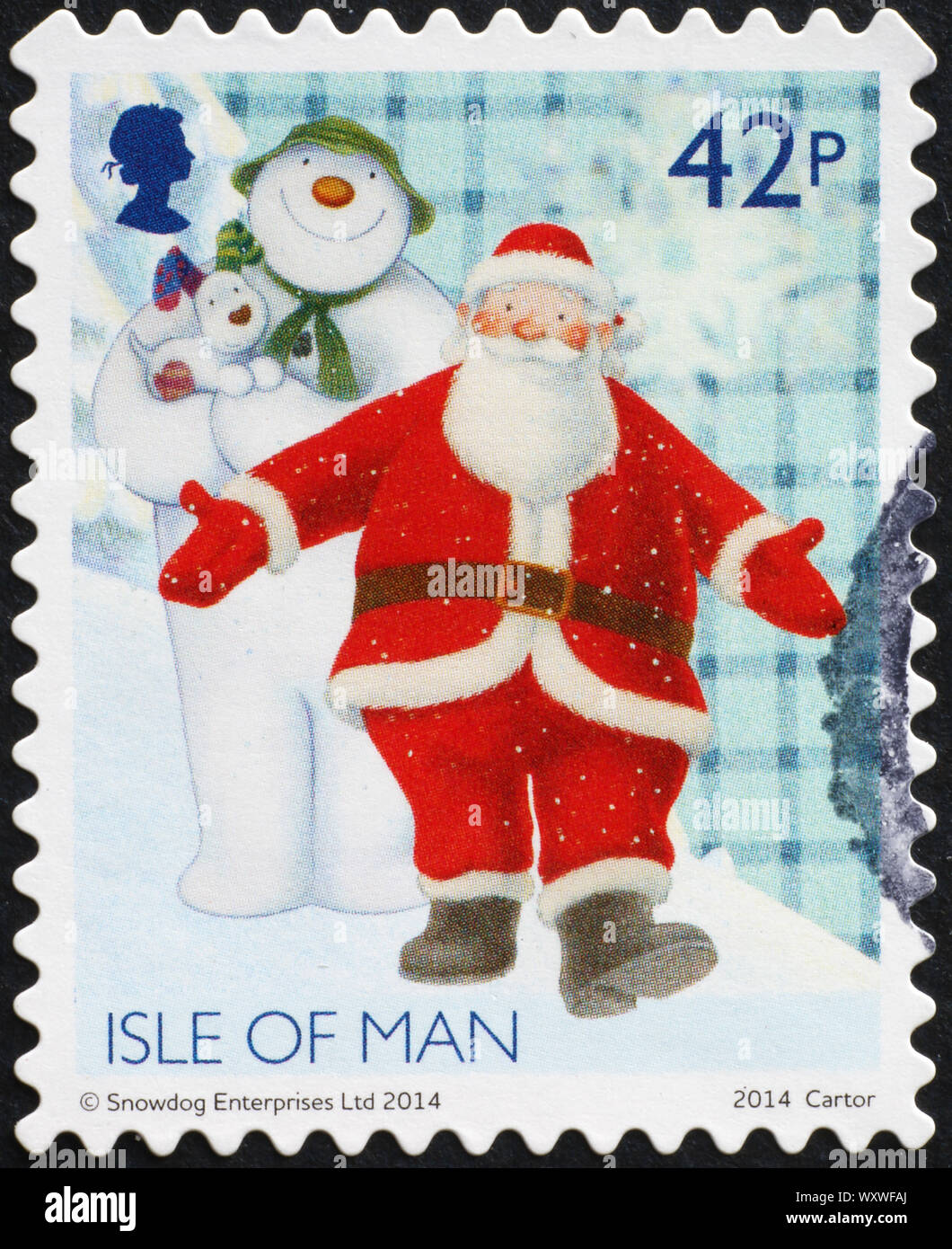Santa Claus postage stamps. Christmas air mail stamps, winter holidays By  WinWin_artlab