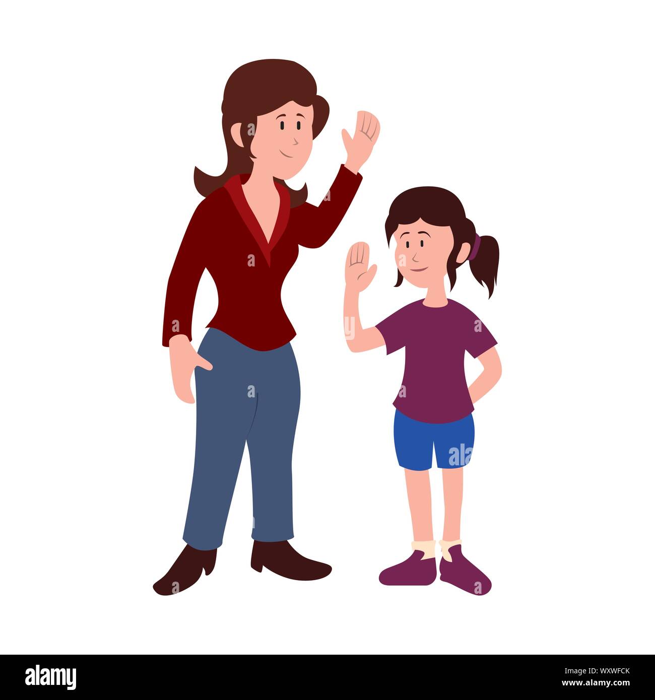 mother and daughter smiling avatar character vector illustration design ...