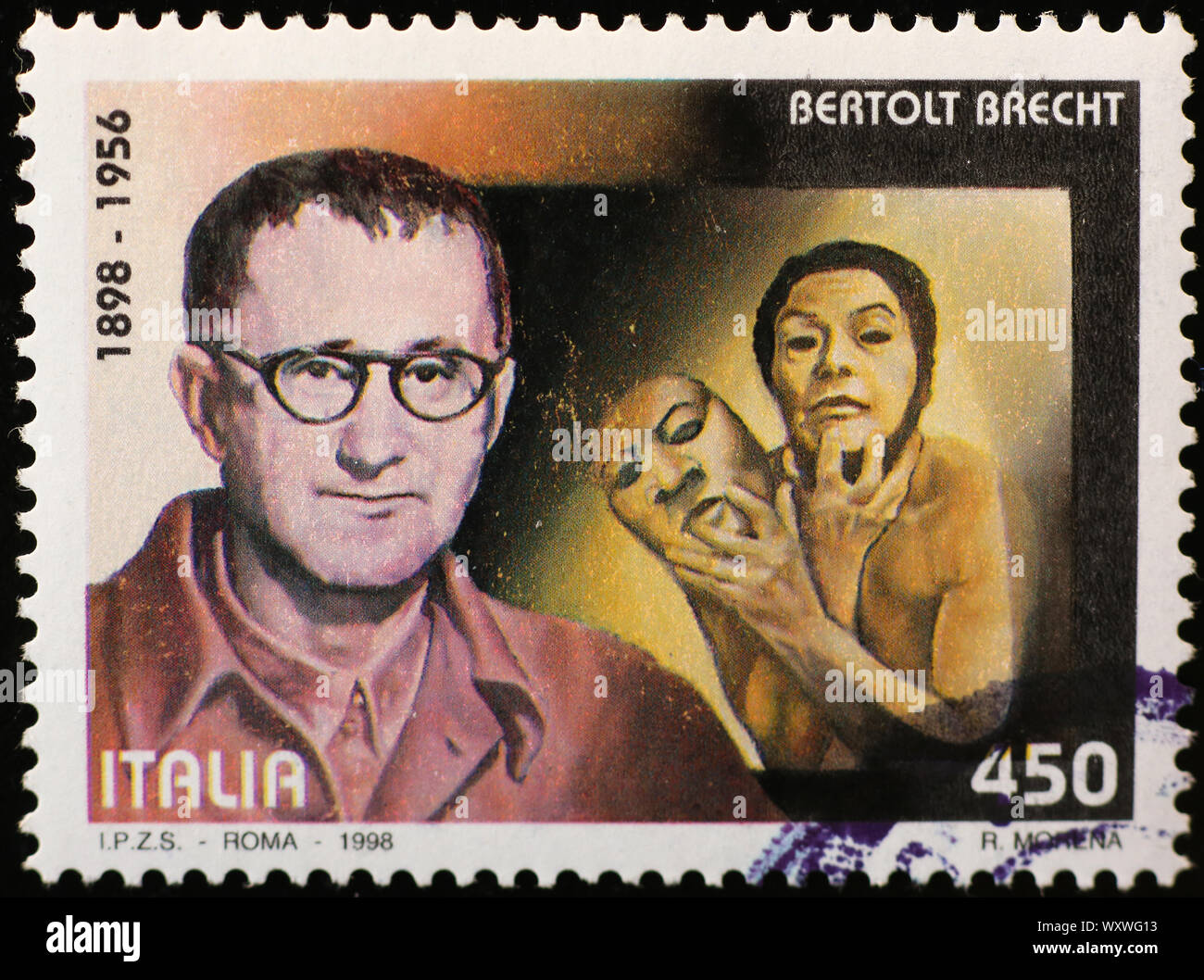 Bertolt Brecht on italian postage stamp Stock Photo